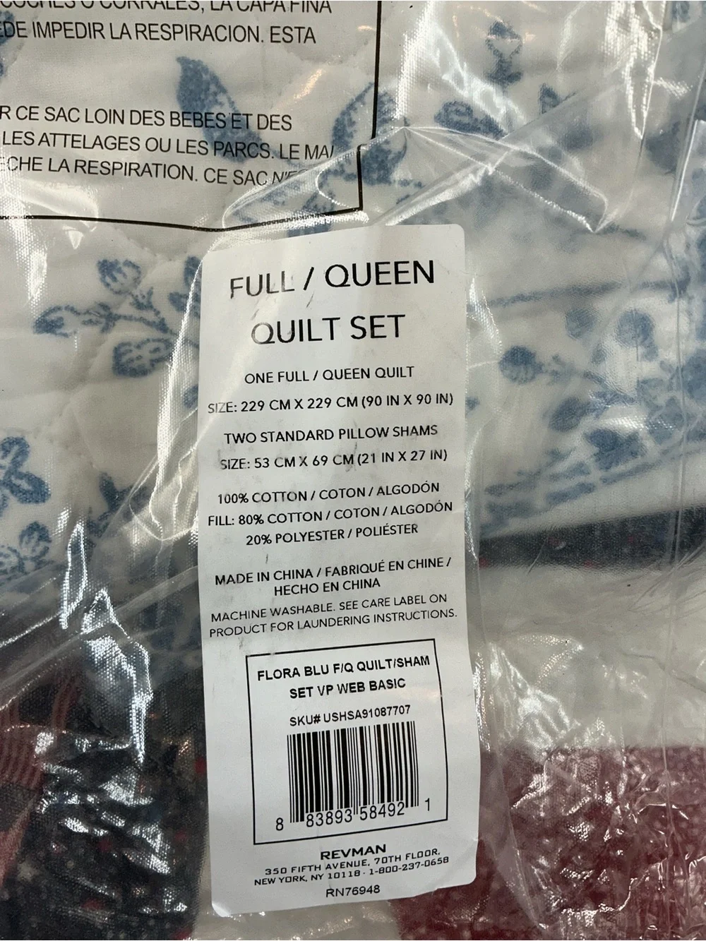 Laura Ashley 3 pieces set Blue Floral Quilted Comforter